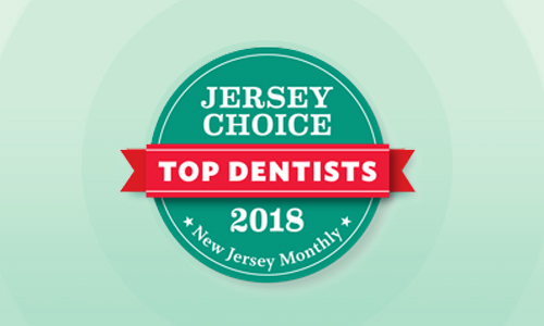 Jersey Choice Top Dentists 2018 award badge from New Jersey Monthly magazine.