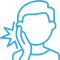 Illustrated person wearing headphones with blue sound waves emanating from the sides.